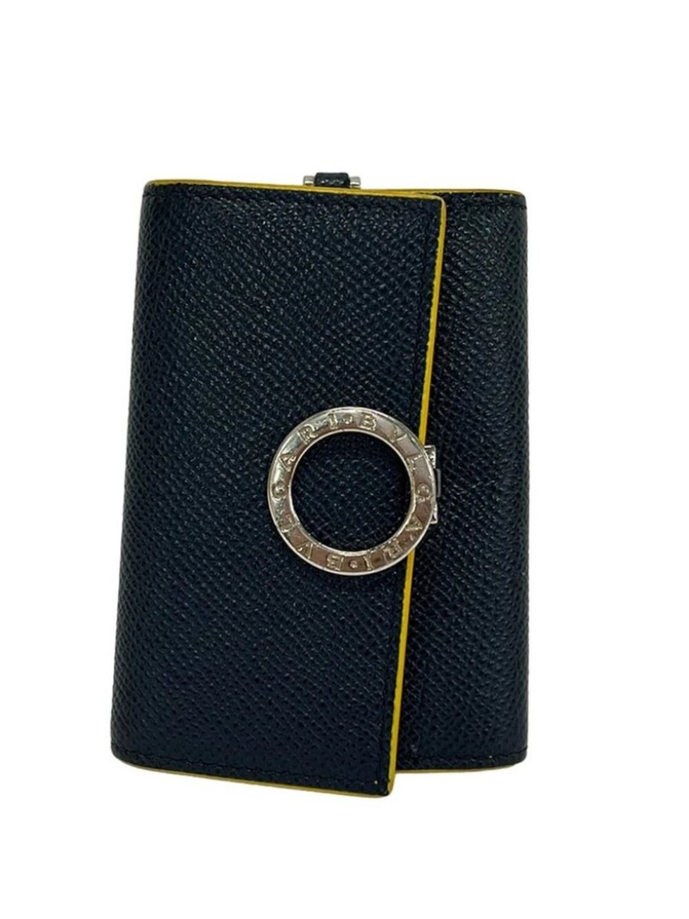 BVLGARI Bvlgari Bvlgari Navy Yellow Leather Hardware Key Case